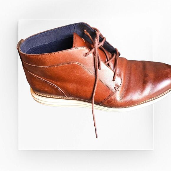 Cole Haan Leather Ankle Chukka Boots Mens Size 8D Woodbury/Ivory Lace Up C28213 - Picture 6 of 9